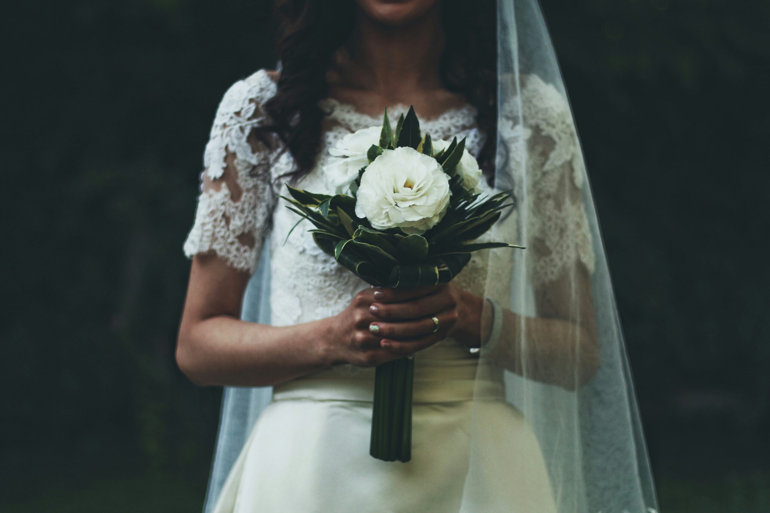 Side-by-side images showing a bridesmaid's bare face versus styled bridal look