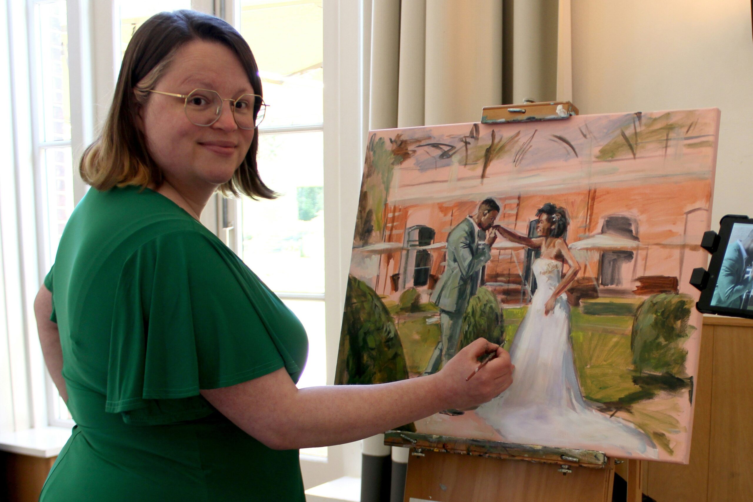 A bride with smudged mascara looking disappointed
