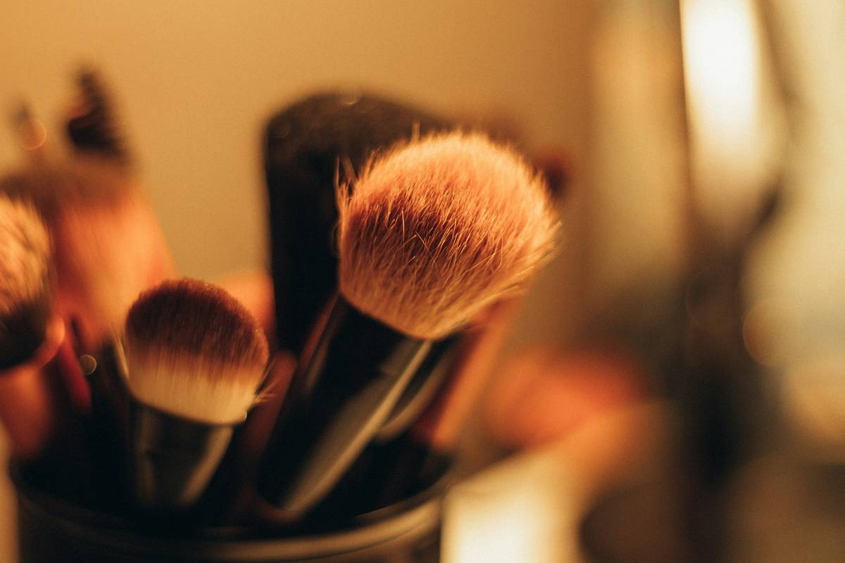Screenshot of an Instagram post showing a glowing bridal makeup look created with high-quality brushes.
